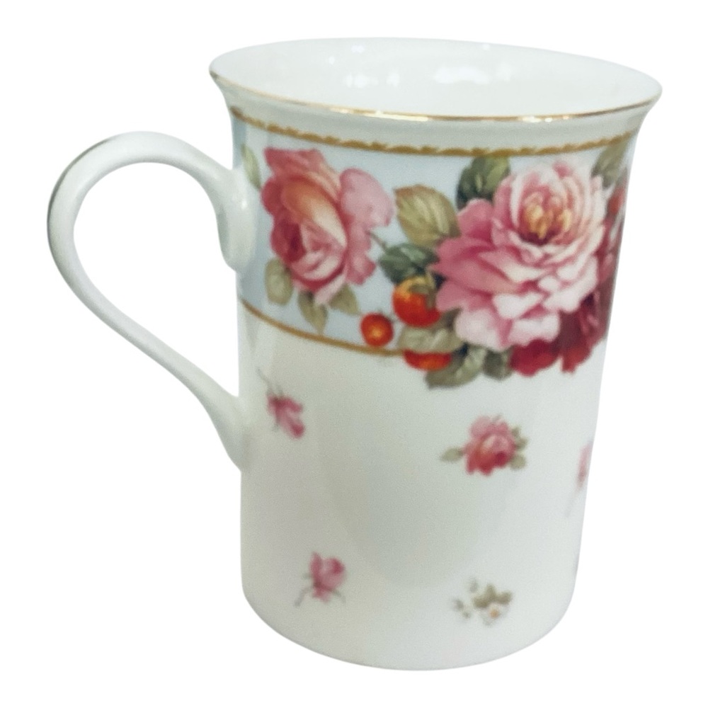 Stechcol Bone China Floral Rose Coffee Mug Gold Trim Vintage Style Tea Cup - Picture 3 of 5